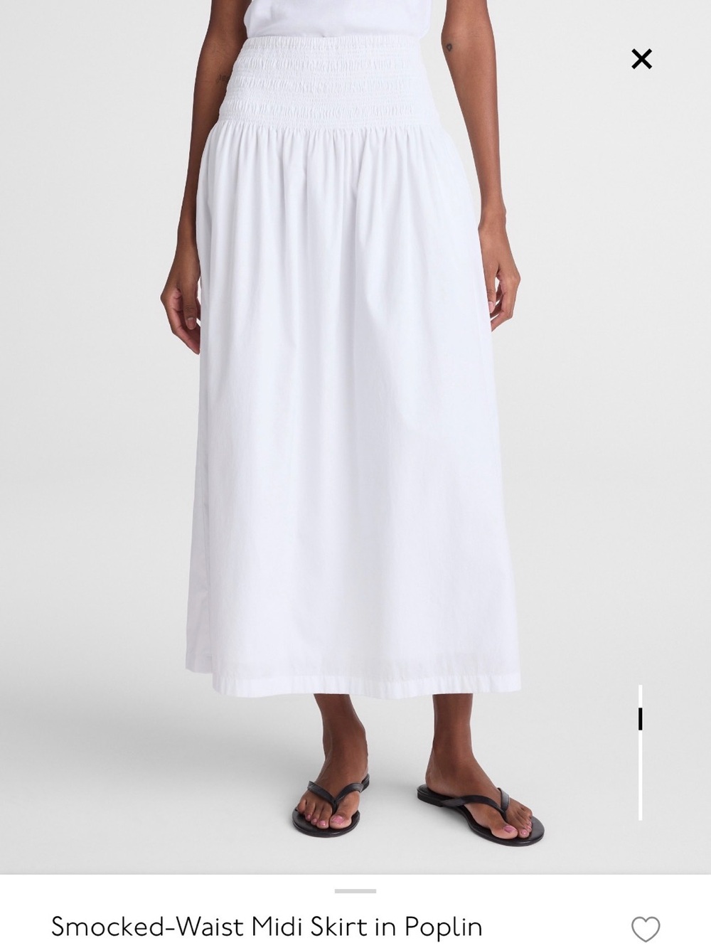 NWOT Madewell Smocked-Waist Poplin Midi Skirt, XXS - Picture 2 of 9